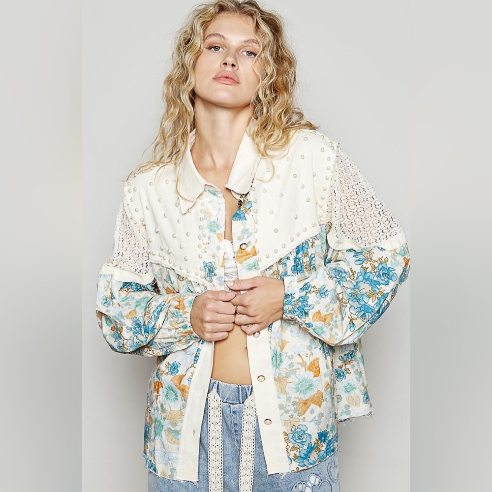 ⚡️ POL “ Heartspell “ Pearl Patch Jacket | Blue
